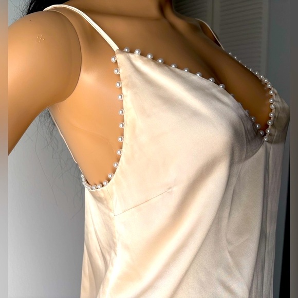 CAMI NYC Beige mariana cami top pearl trim 100 % Silk soft as feather size XS - Picture 2 of 12